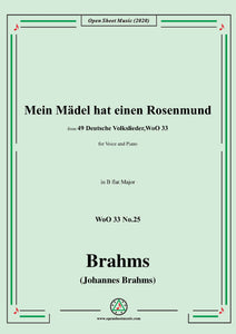 Brahms-Mein Mädel hat einen Rosenmund,WoO 33 No.25