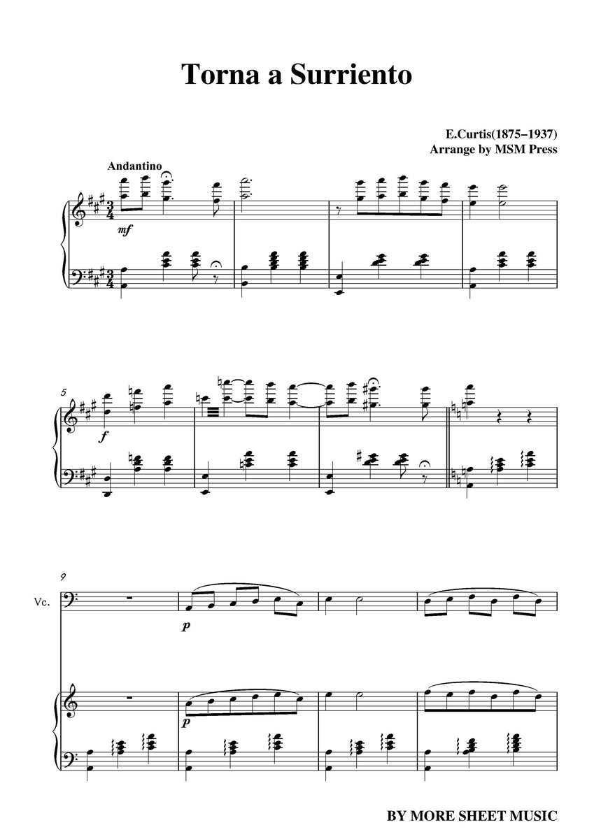 De Curtis Torna a Surriento – Open Sheet Music