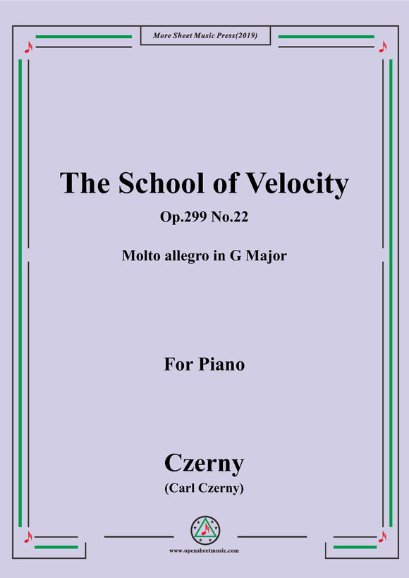 Czerny-The School of Velocity,Op.299 No.22,Molto allegro in G Major,for Piano