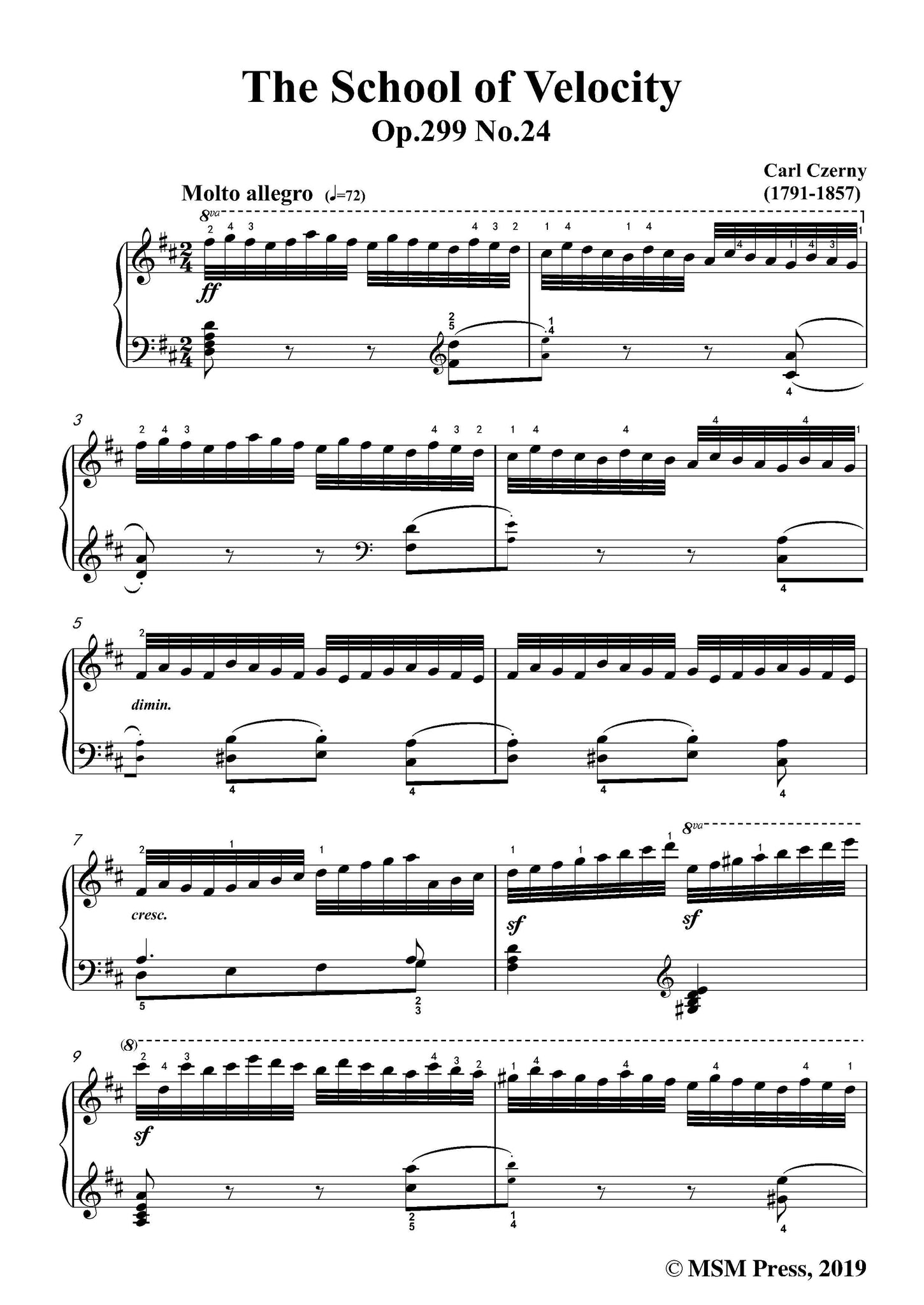 Czerny The School of Velocity,Op.299 No.24,Molto allegro in