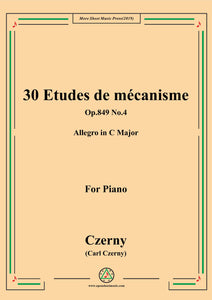 Czerny-30 Etudes de mécanisme,Op.849 No.4,Allegro in C Major,for Piano
