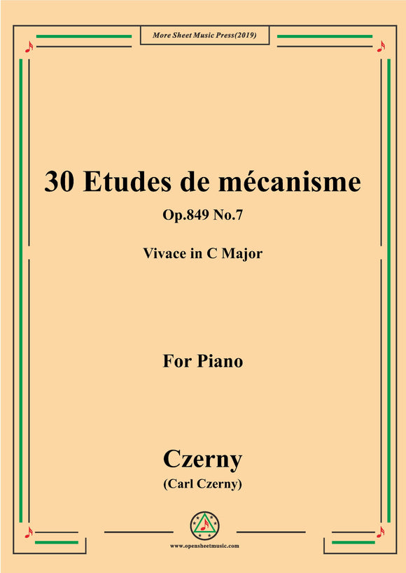 Czerny-30 Etudes de mécanisme,Op.849 No.7,Vivace in C Major,for Piano