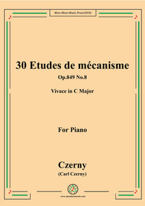 Czerny-30 Etudes de mécanisme,Op.849 No.8,Vivace in C Major,for Piano