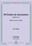 Czerny-30 Etudes de mécanisme,Op.849 No.11,Molto vivace in G Major,for Piano