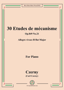 Czerny-30 Etudes de mécanisme,Op.849 No.21,Allegro vivace B flat Major,for Piano