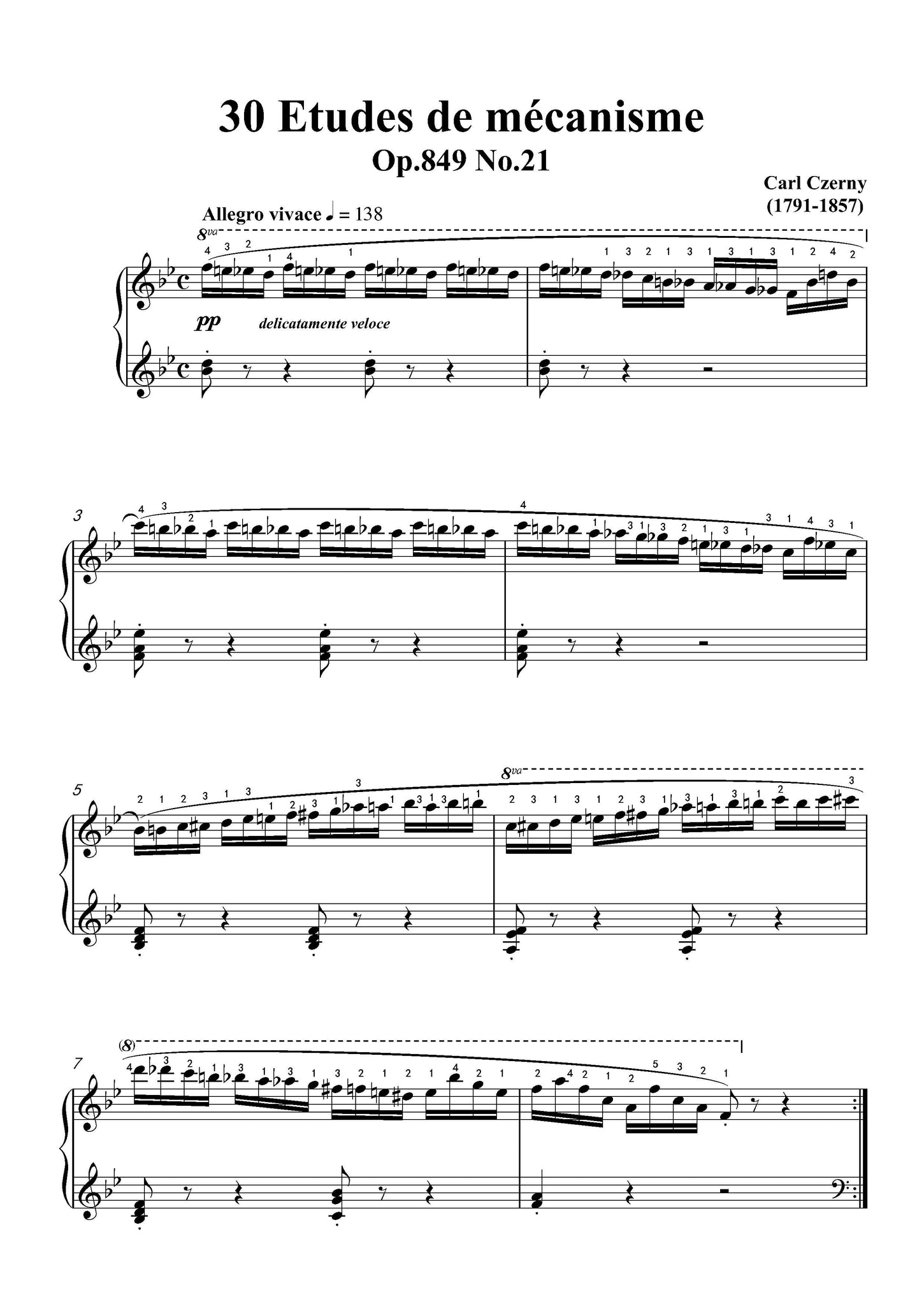 Czerny 30 Etudes de mécanisme,Op.849 No.21,Allegro vivace B flat