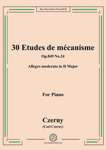 Czerny-30 Etudes de mécanisme,Op.849 No.24,Allegro moderato in D Major,for Piano
