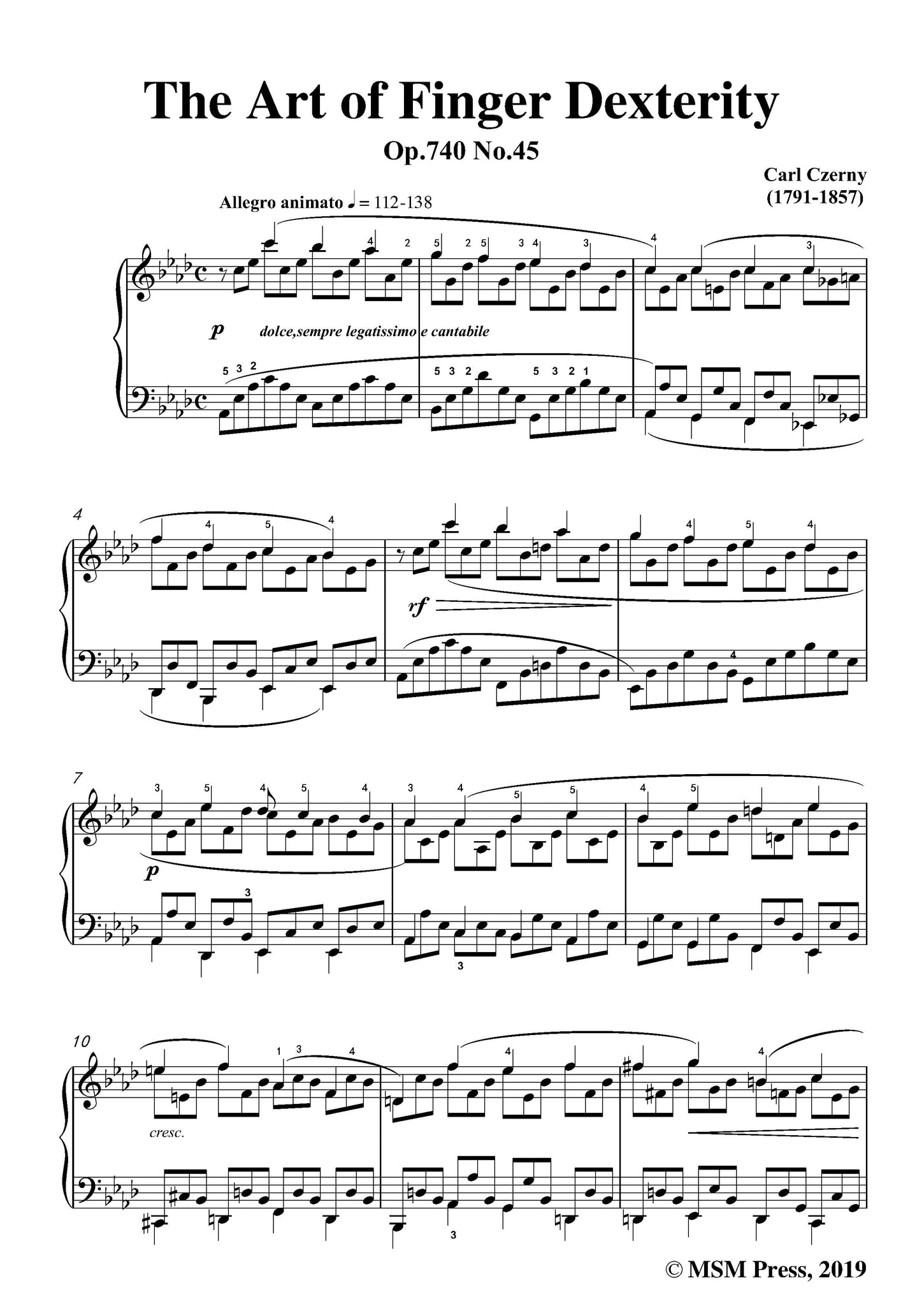 Czerny The Art of Finger Dexterity Op.740 No.45 for Piano TuneScripts