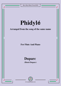 Duparc-Phidylé,for Flute and Piano