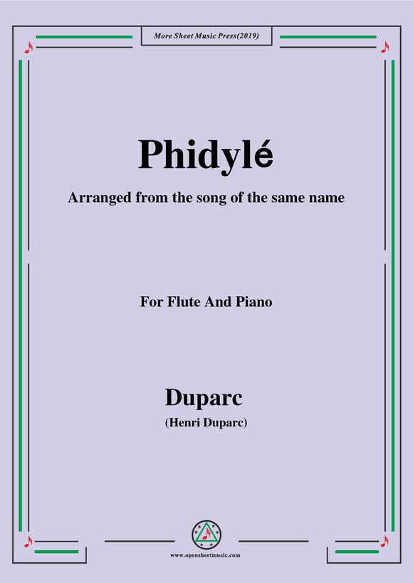 Duparc-Phidylé,for Flute and Piano