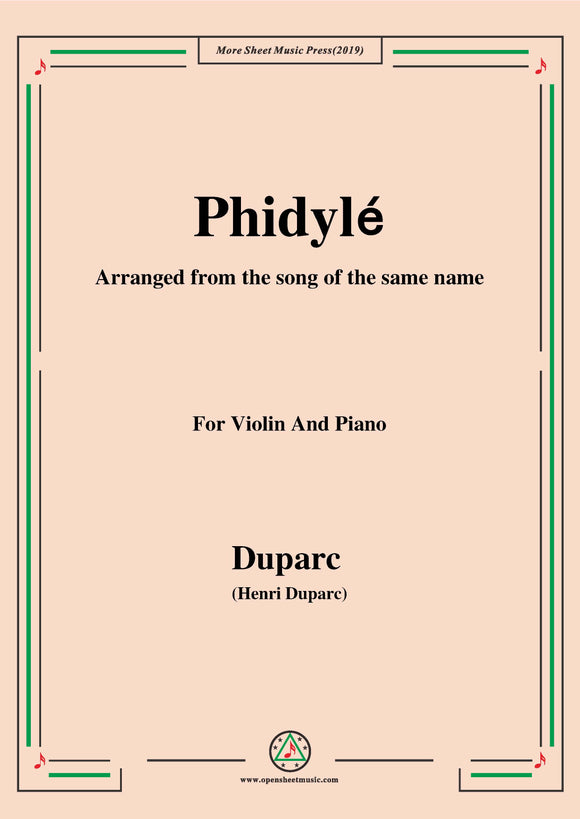 Duparc-Phidylé,for Violin and Piano