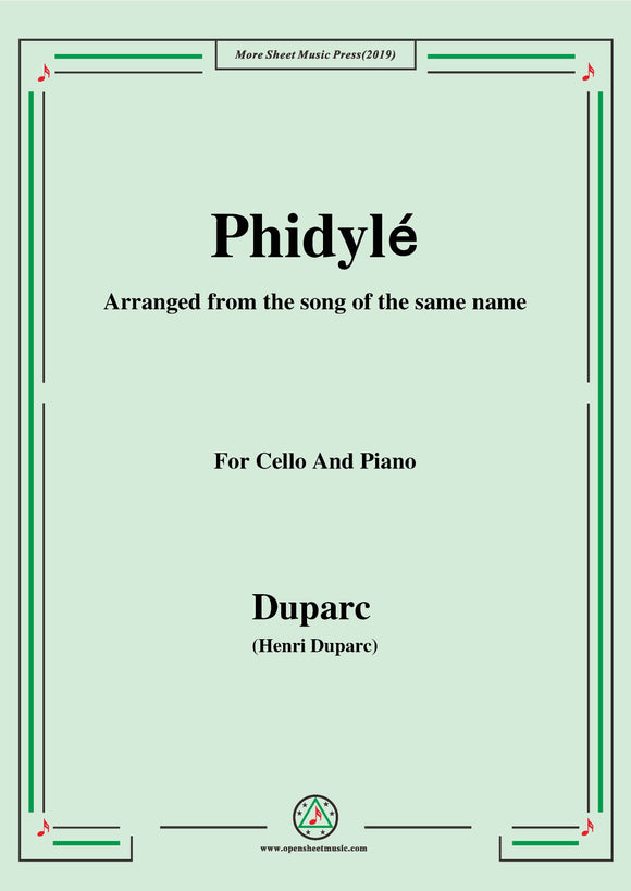 Duparc-Phidylé,for Cello and Piano