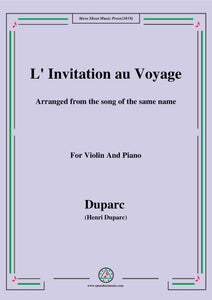 L'invitation au voyage,for Violin and Piano