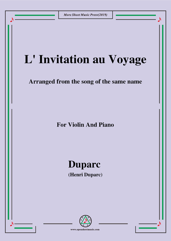 L'invitation au voyage,for Violin and Piano