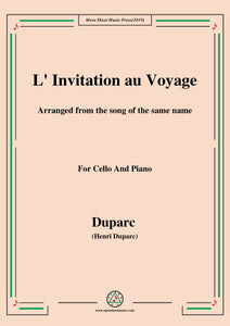L'invitation au voyage,for Cello and Piano