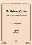 L'invitation au voyage,for Cello and Piano