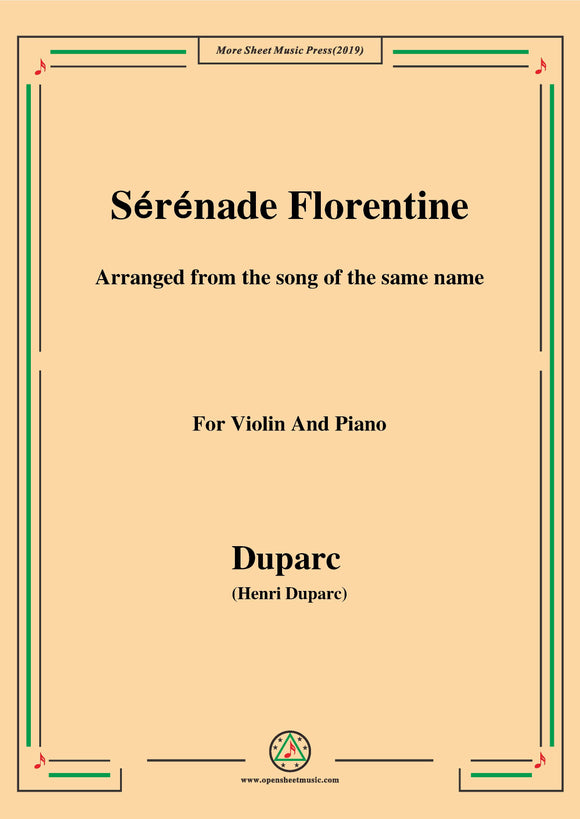 Duparc-Sérénade Florentine,for Violin and Piano