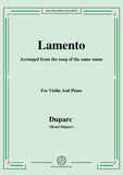 Duparc-Lamento,for Violin and Piano