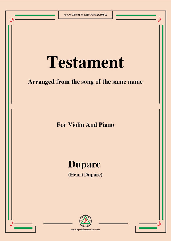 Testament,for Violin and Piano