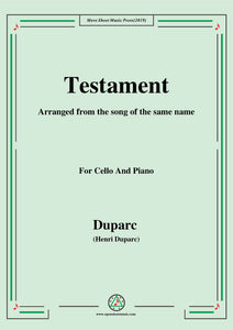 Duparc-Testament,for Cello and Piano