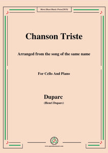Duparc-Chanson Triste,for Cello and Piano