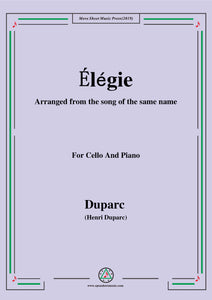 Duparc-Élégie,for Cello and Piano