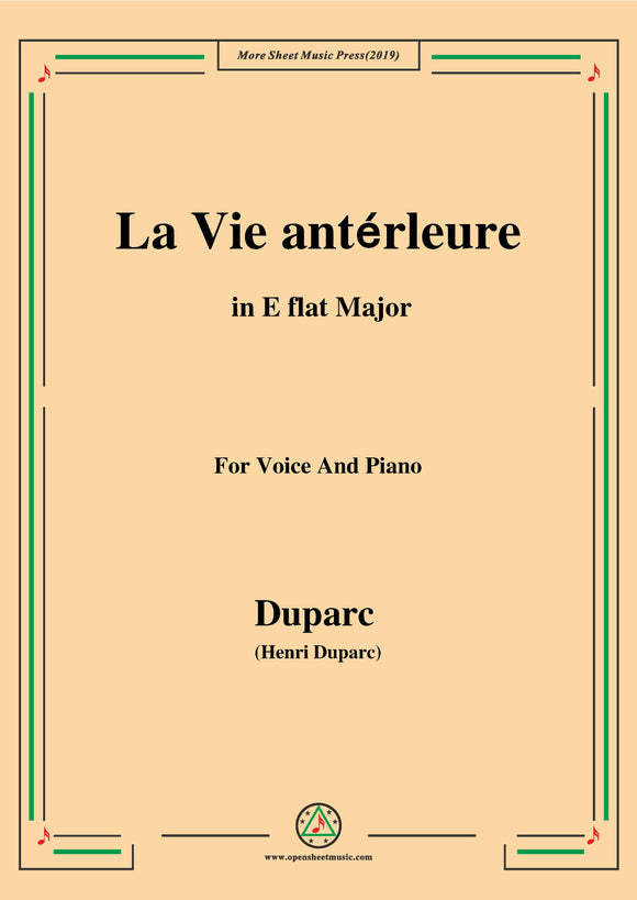 Duparc-La Vie antérleure