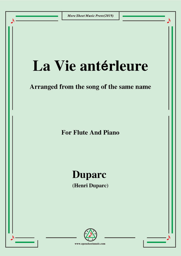 Duparc-La Vie antérleure,for Flute and Piano