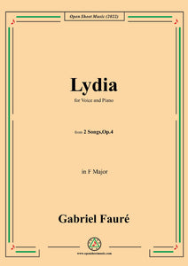 Fauré-Lydia,in F Major,Op.4 No.2,from '2 Songs,Op.4'