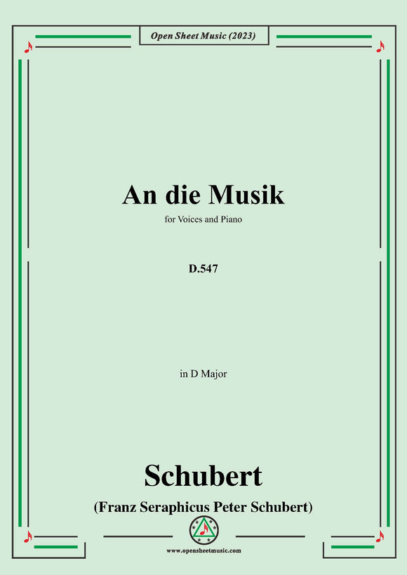 Schubert-An die Musik,D.547,for Mixed Chorus and Piano