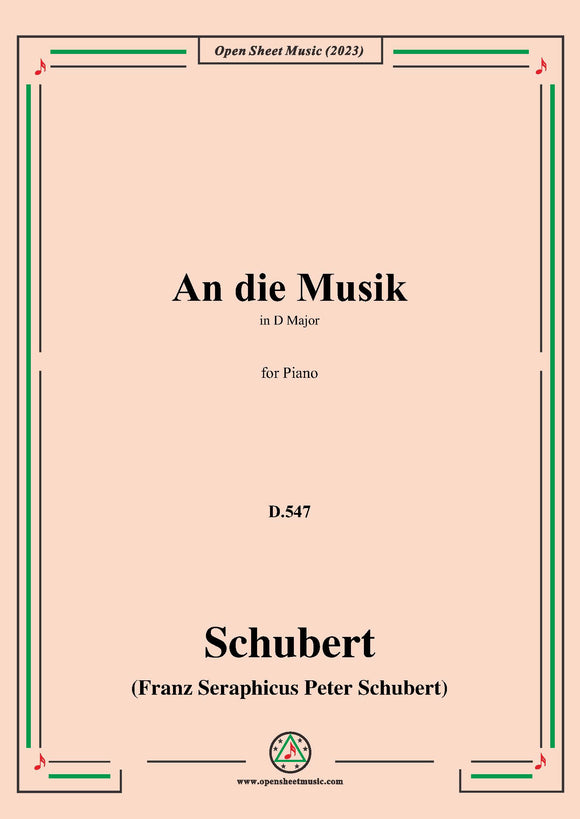 Schubert-An die Musik,D.547,for Piano