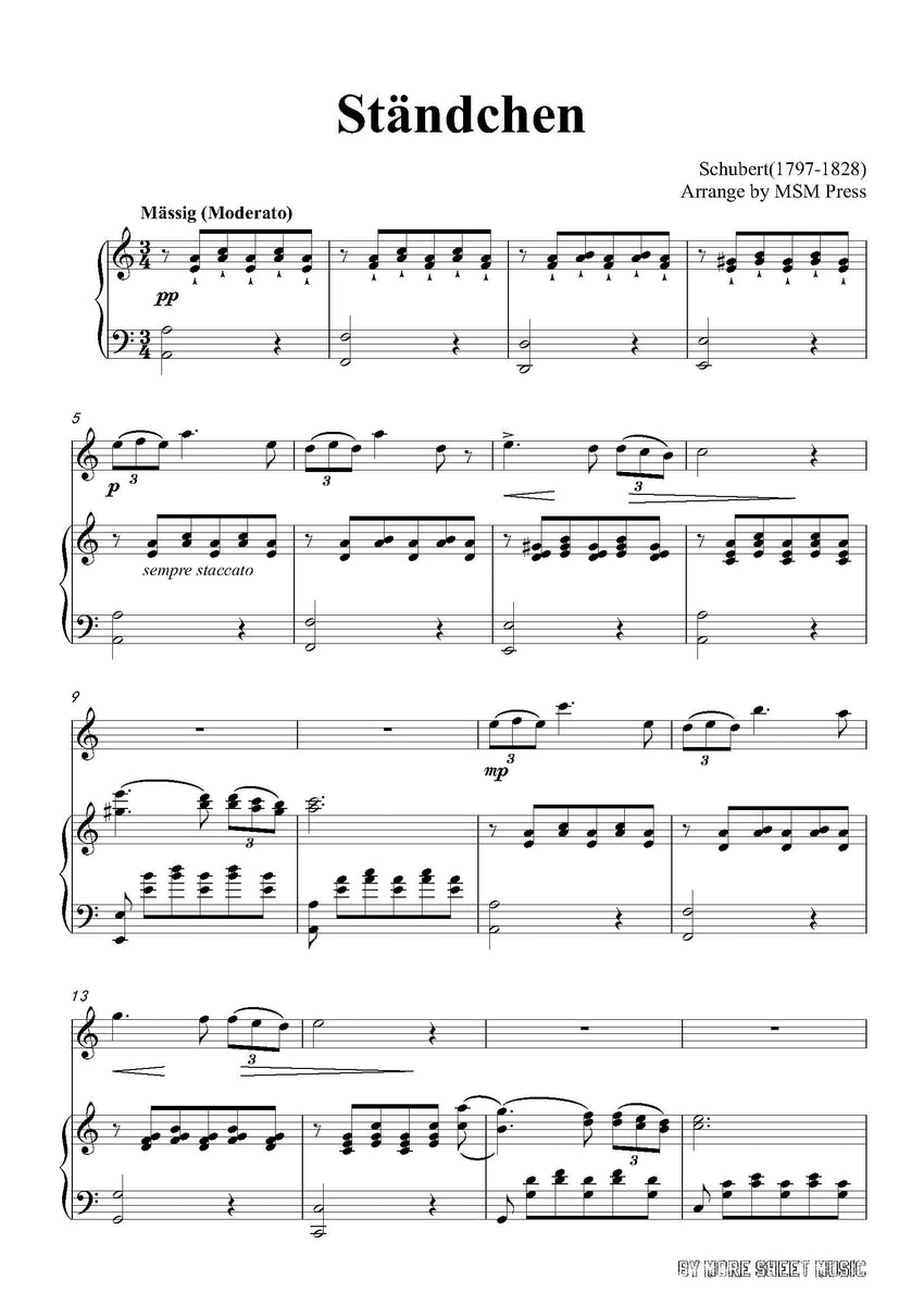 Schubert Ständchen,for Violin and Piano – Open Sheet Music