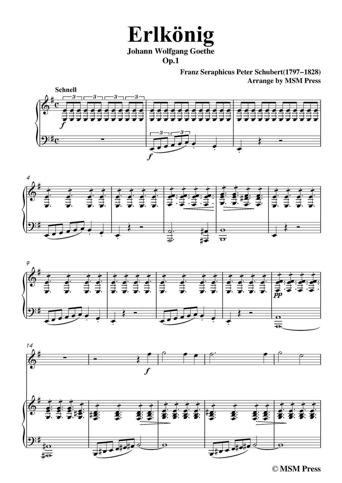 Schubert Erlkönig – Open Sheet Music