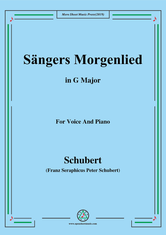 Schubert-Sängers Morgenlied(The Minstrel's Morning Song),D.163