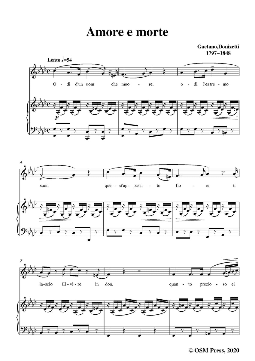 Donizetti Amore e morte Open Sheet Music