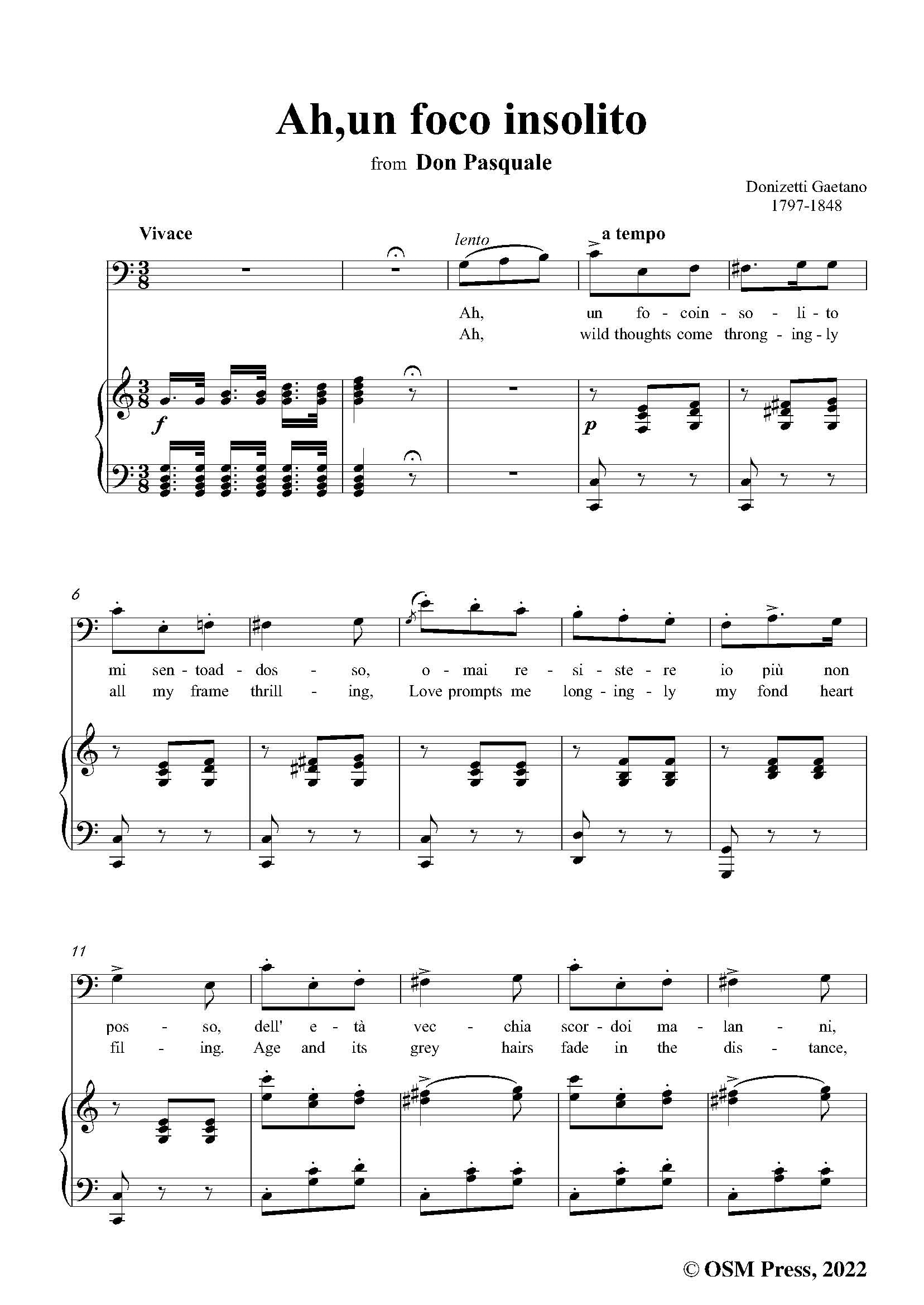 Don Pasquale: Bella Siccome Un Angelo By Gaetano Donizetti » Vocal Sheet Music (Medium Voice