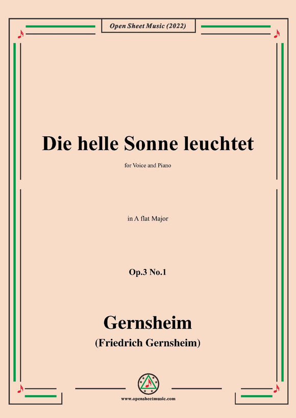 Gernsheim-Die helle Sonne leuchtet,Op.3 No.1,in A flat Major