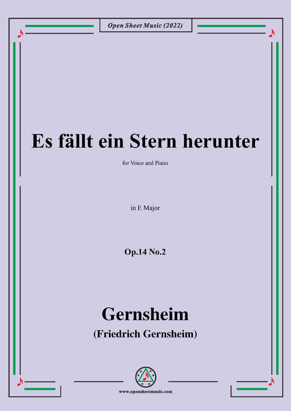 Gernsheim-Es fällt ein Stern herunter,Op.14 No.2,in E Major