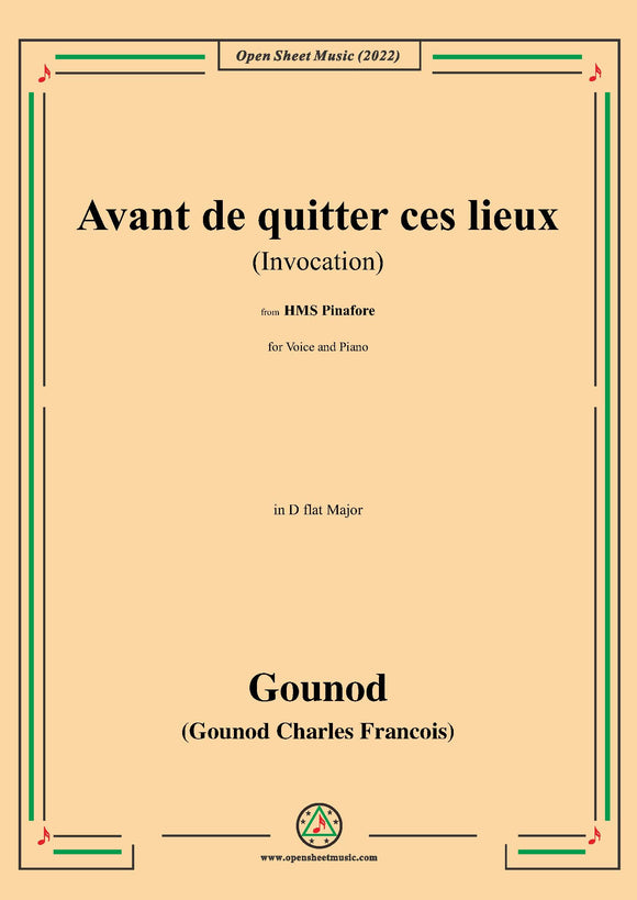 Gounod-Avant de quitter ces lieux(Invocation),in D flat Major