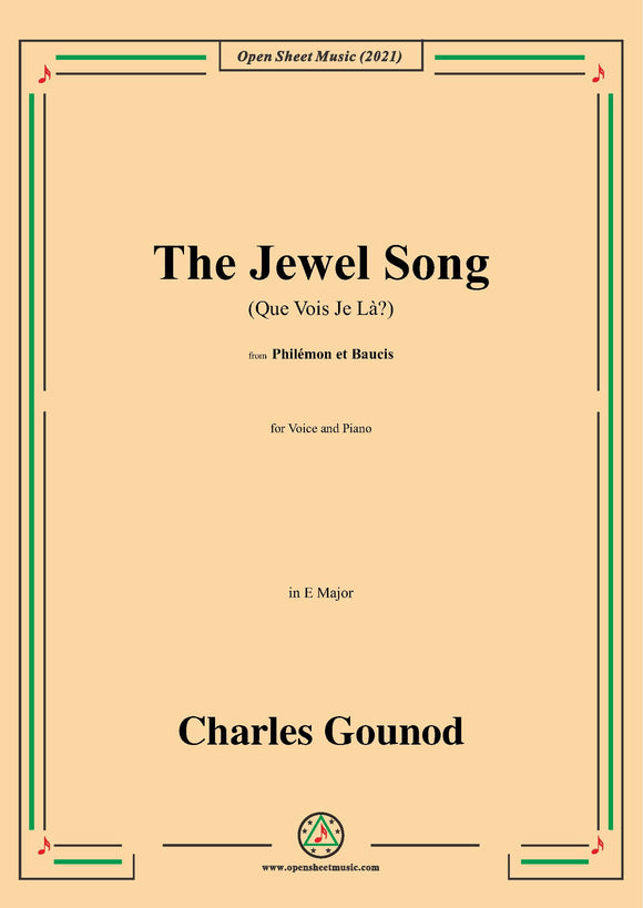 Gounod-The Jewel Song(Que Vois Je Là?),in E Major,for Voice and Piano