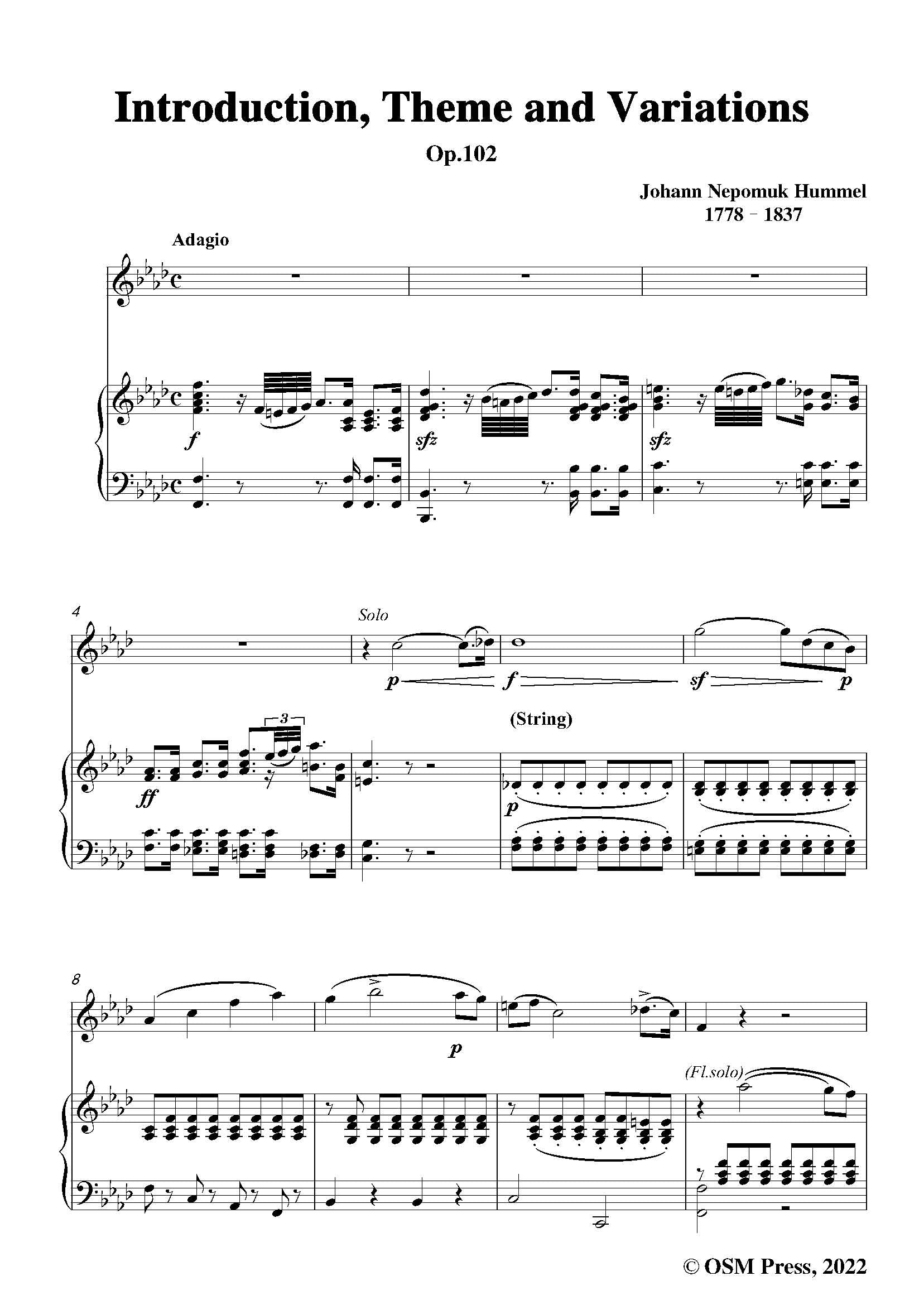 Hummel Introduction,Theme and Variations,Op.102,for Oboe and