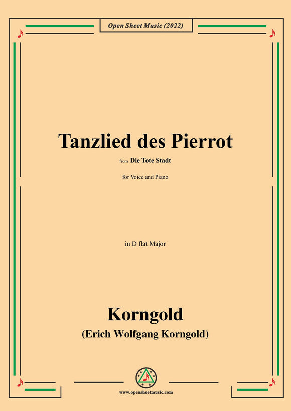 Korngold-Tanzlied des Pierrot,from Die Tote Stadt,for Voice and Piano