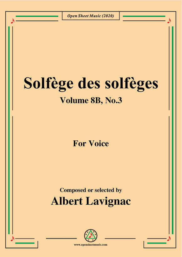 Lavignac-Solfège des solfèges,Volume 8B,No.3,for Voice