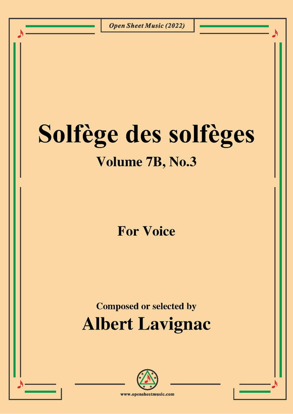 Lavignac-Solfege des solfeges,Volume 7B No.3,for Voice