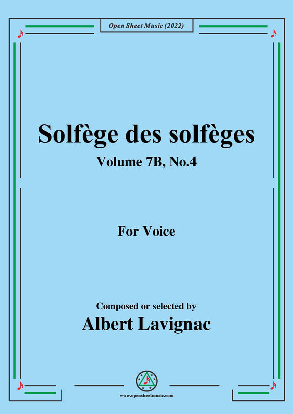 Lavignac-Solfege des solfeges,Volume 7B No.4,for Voice