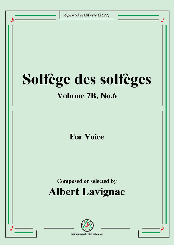 Lavignac-Solfege des solfeges,Volume 7B No.6,for Voice
