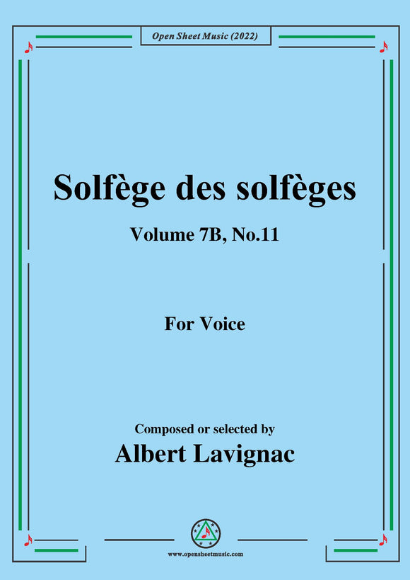 Lavignac-Solfege des solfeges,Volume 7B No.11,for Voice