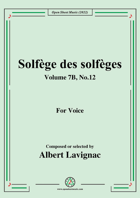 Lavignac-Solfege des solfeges,Volume 7B No.12,forVoice