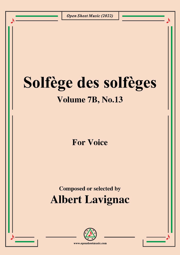 Lavignac-Solfege des solfeges,Volume 7B No.13,for Voice
