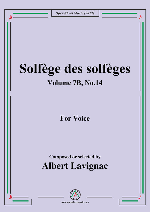 Lavignac-Solfege des solfeges,Volume 7B No.14,for Voice